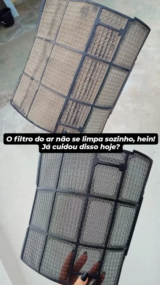 Filtro de ar-condicionado com poeira acumulada e filtro limpo